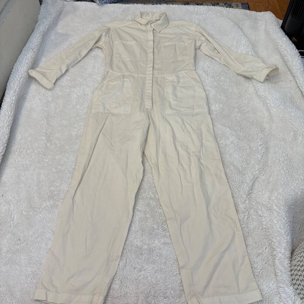 Billabong Womens Keepin It Real Utility Jumpsuit White Cottage Chic Utility Sz M - Picture 2 of 6